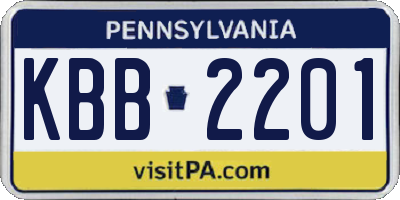 PA license plate KBB2201
