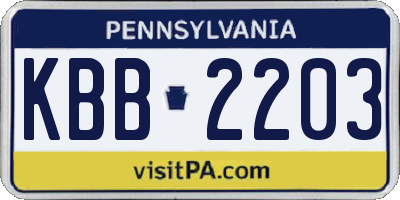 PA license plate KBB2203
