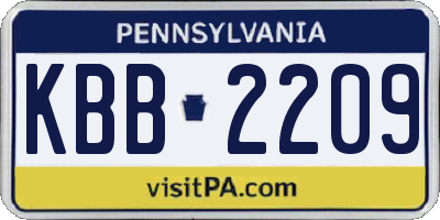 PA license plate KBB2209