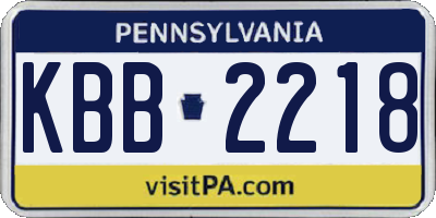 PA license plate KBB2218