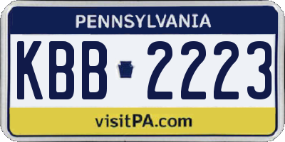 PA license plate KBB2223