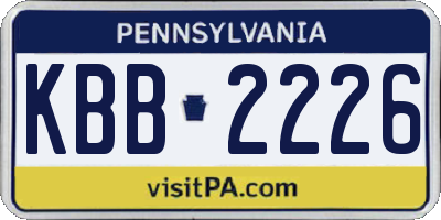 PA license plate KBB2226
