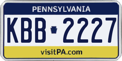 PA license plate KBB2227