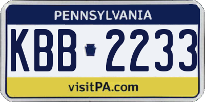 PA license plate KBB2233
