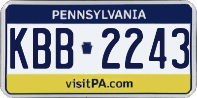 PA license plate KBB2243