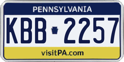 PA license plate KBB2257