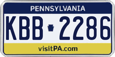 PA license plate KBB2286