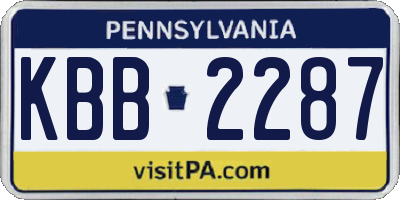 PA license plate KBB2287