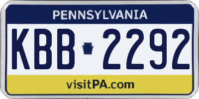 PA license plate KBB2292