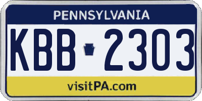 PA license plate KBB2303