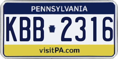 PA license plate KBB2316
