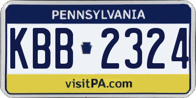 PA license plate KBB2324