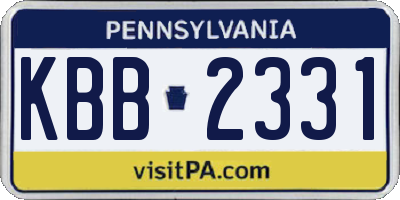 PA license plate KBB2331