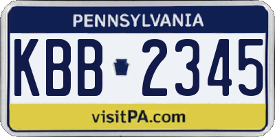 PA license plate KBB2345