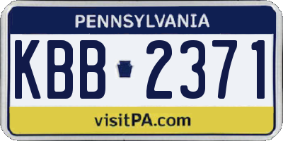 PA license plate KBB2371