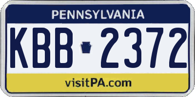 PA license plate KBB2372