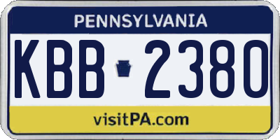 PA license plate KBB2380
