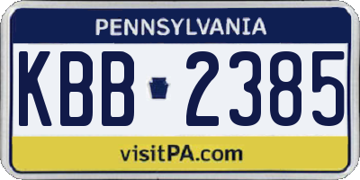 PA license plate KBB2385