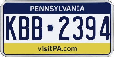 PA license plate KBB2394