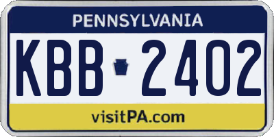 PA license plate KBB2402