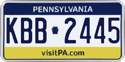 PA license plate KBB2445