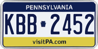 PA license plate KBB2452