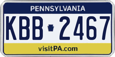 PA license plate KBB2467