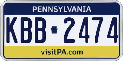 PA license plate KBB2474
