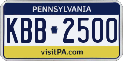 PA license plate KBB2500