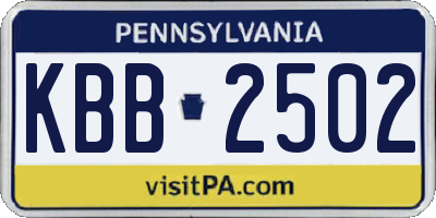 PA license plate KBB2502