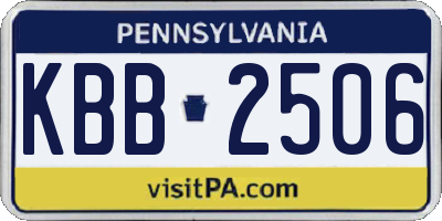 PA license plate KBB2506