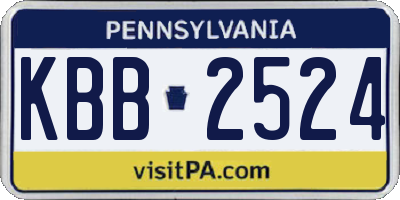 PA license plate KBB2524