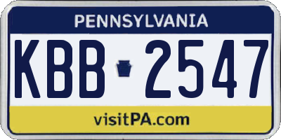 PA license plate KBB2547