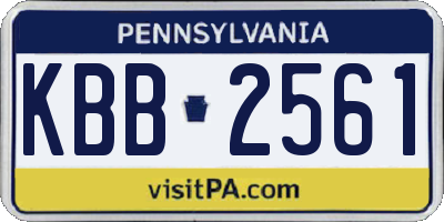 PA license plate KBB2561