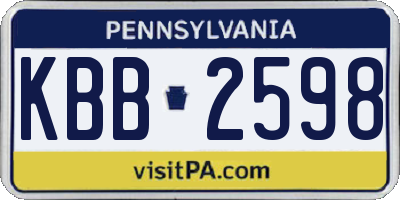 PA license plate KBB2598