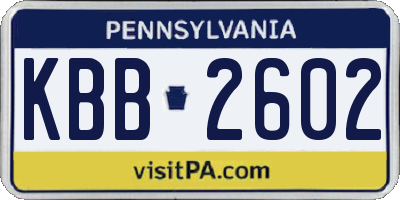 PA license plate KBB2602