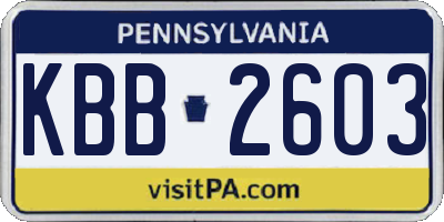 PA license plate KBB2603