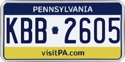 PA license plate KBB2605