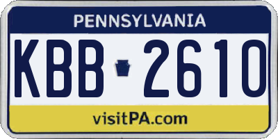 PA license plate KBB2610