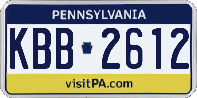 PA license plate KBB2612