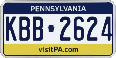 PA license plate KBB2624