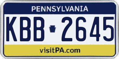 PA license plate KBB2645