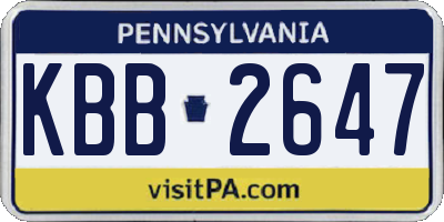 PA license plate KBB2647