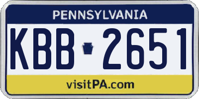 PA license plate KBB2651