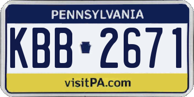 PA license plate KBB2671