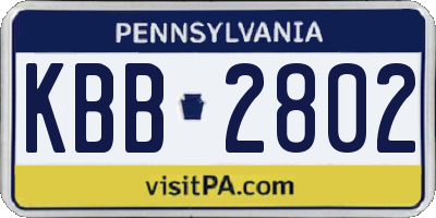 PA license plate KBB2802