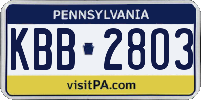 PA license plate KBB2803