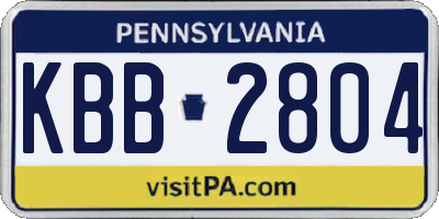 PA license plate KBB2804