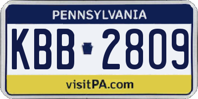 PA license plate KBB2809