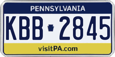 PA license plate KBB2845